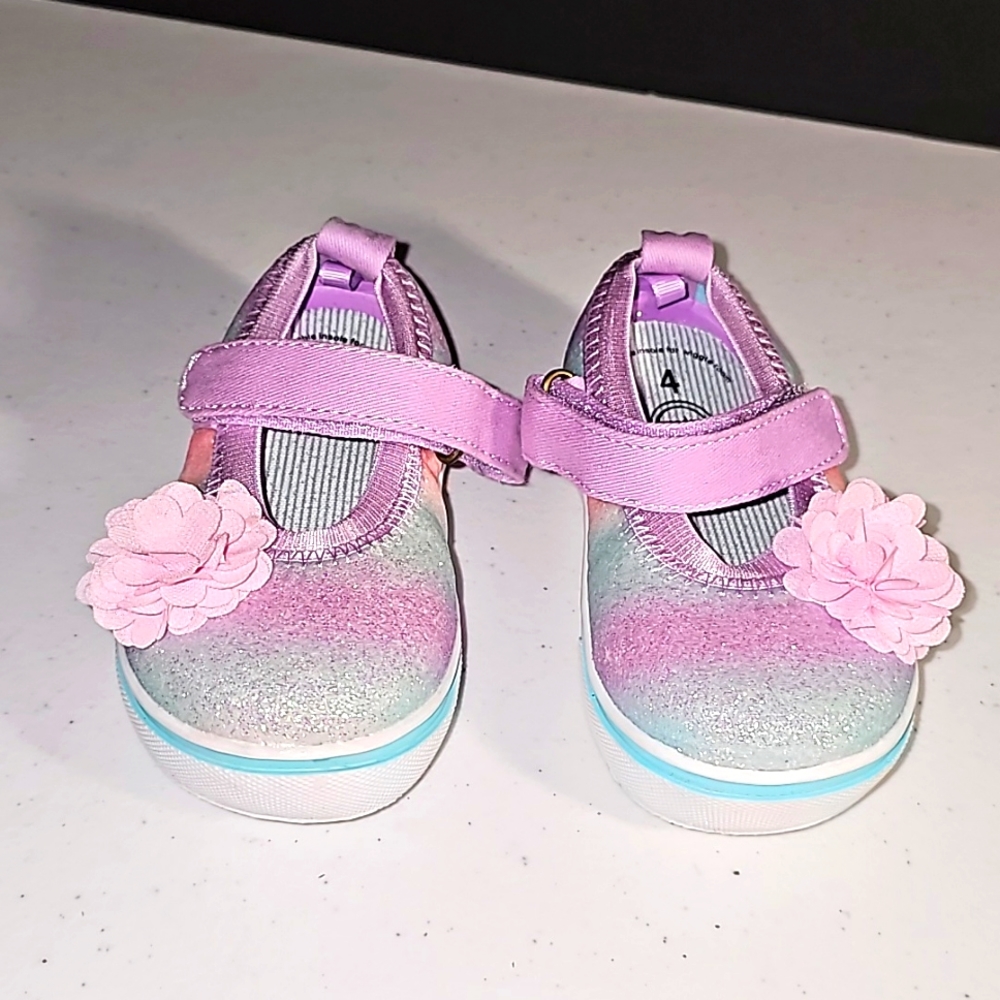 Wonder Nation Toddler Girl Size 4 Pastel Ombre Strap Close VGUC Easter/Spring
